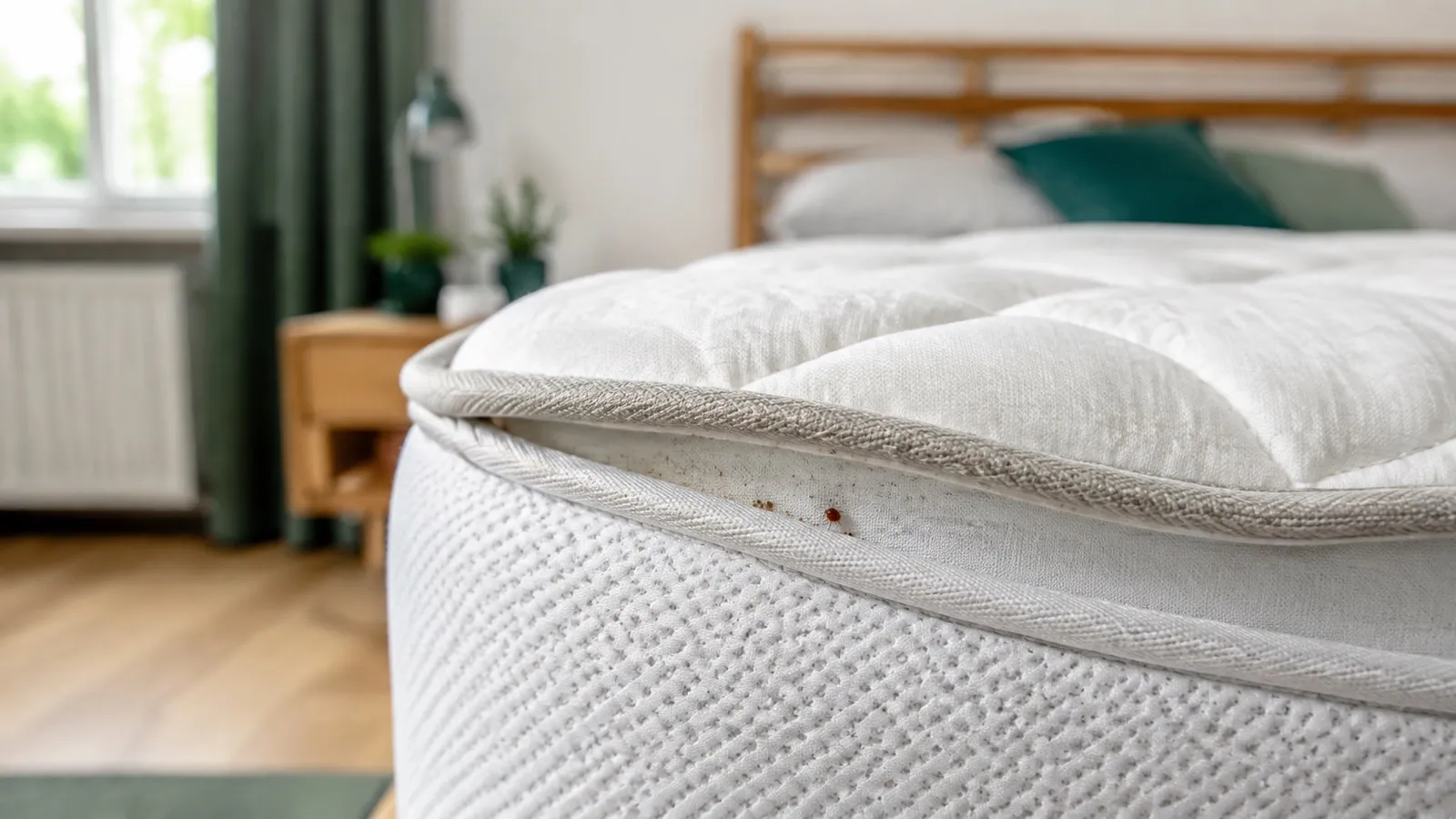 Subtiele sporen van bedwantsen in een matrasnaad